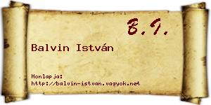 Balvin István névjegykártya